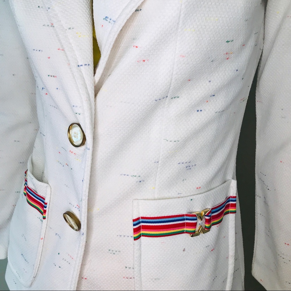 Vintage Career Suit! White and Rainbow Detail - Picture 8 of 16